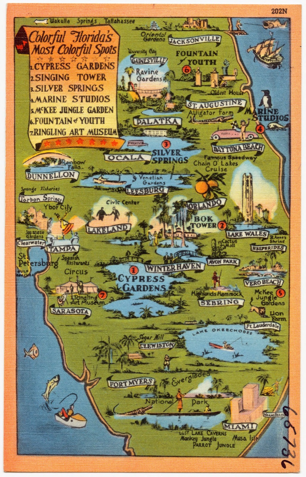 Map of colorful attractions of Florida, Boston Public Library - undated
