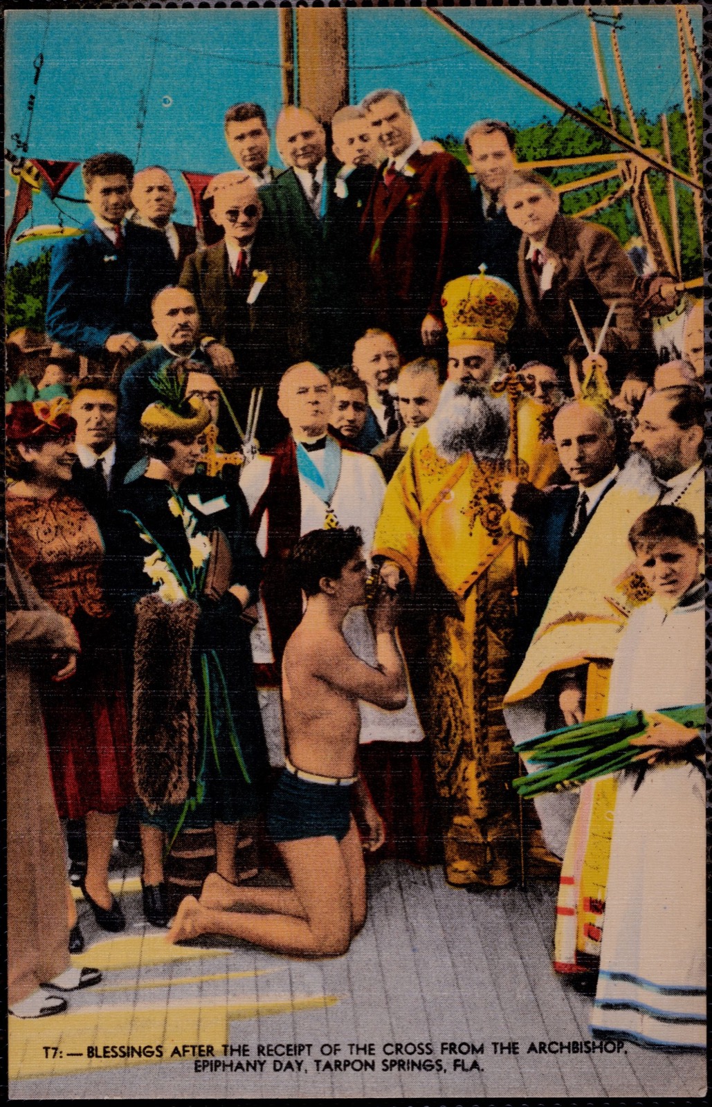 Blessing after the receipt of the cross from the Archbishop, Epiphany Day, Tarpon Springs, Fla., Boston Public Library - undated