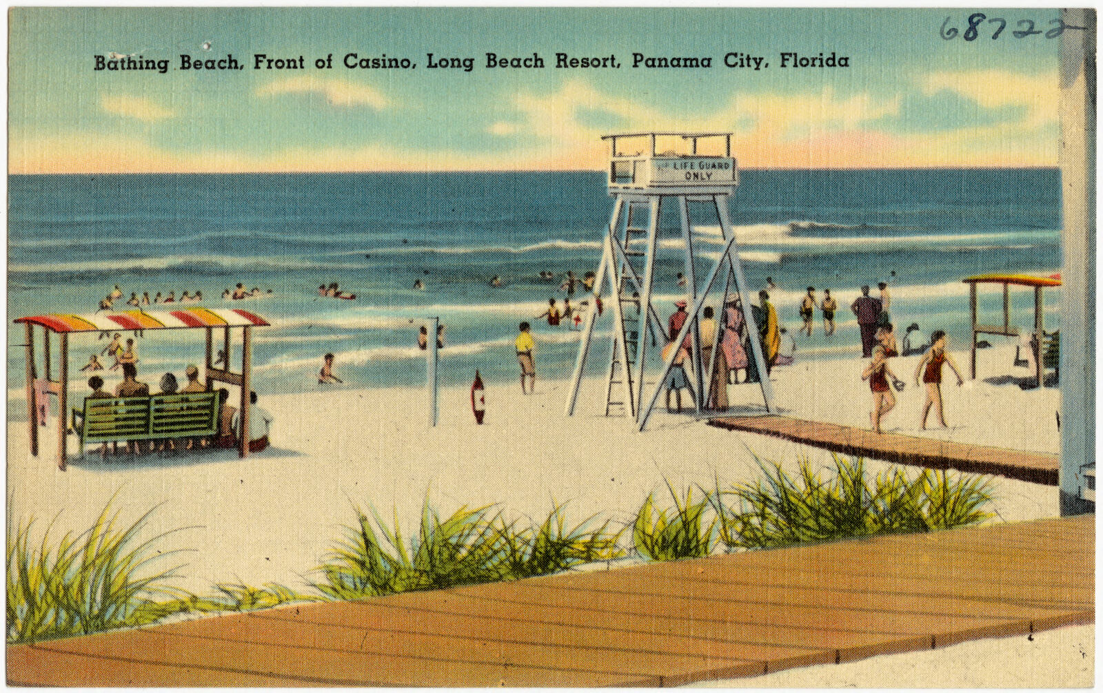Bathing beach, front of casino, Long Beach Resort, Panama City, Florida, Boston Public Library - undated