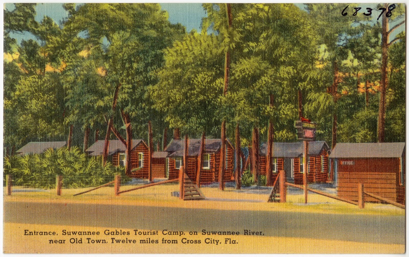 Entrance, Suwannee Gables Tourist Camp, on Suwannee River, near old town, twelve miles from Cross City, Fla., Boston Public Library - undated