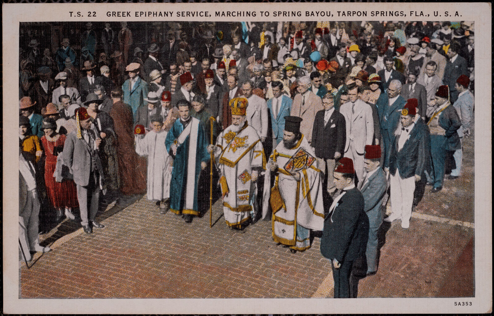 Greek Epiphany service, marching to Spring Bayou, Tarpon Springs, Fla., U. S. A., Boston Public Library - undated