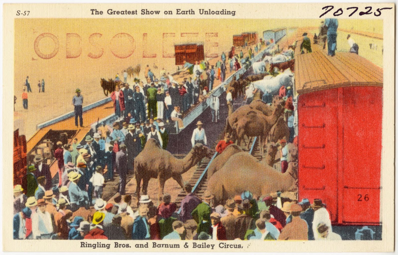 The greatest show on Earth unloading, Ringling Bros. and Barnum & Bailey Circus, Boston Public Library - undated
