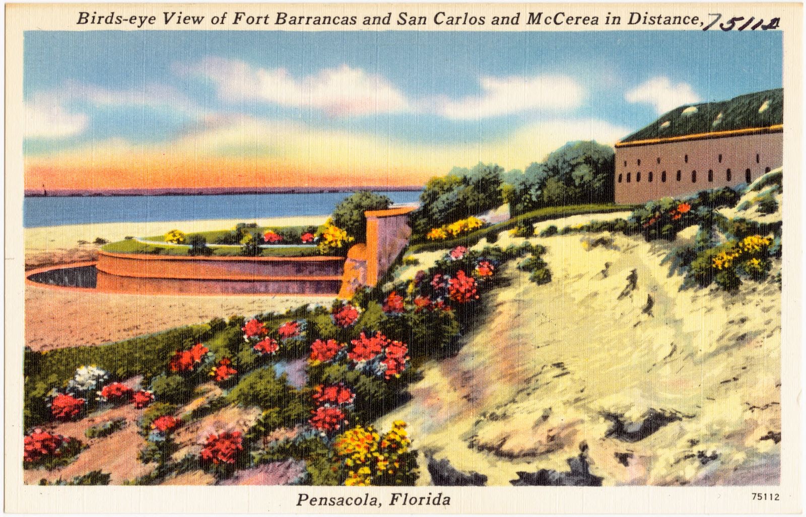 Birds-eye view of Fort Barrancas and San Carlos and McCerea in distance, Boston Public Library - undated