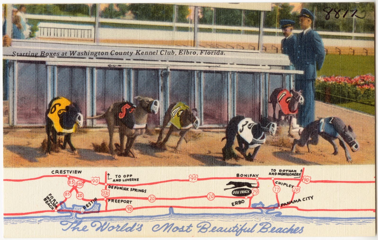 The world's most beautiful beaches. Starting boxes at Washington County Kennel Club, Elbro, Florida, Boston Public Library - undated