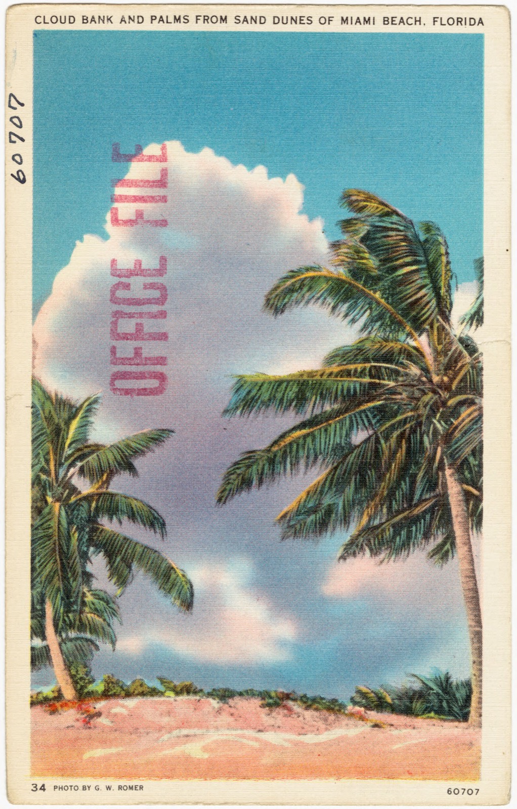 Cloud bank and palms from sand dunes of Miami Beach, Florida, Boston Public Library - undated