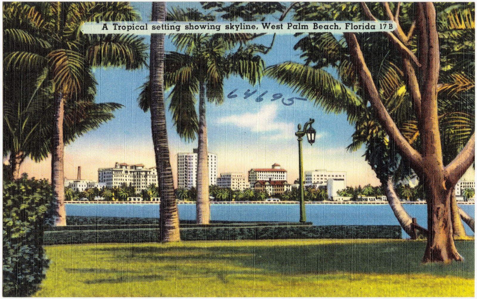 A tropical setting showing skyline, West Palm Beach, Florida, Boston Public Library - undated