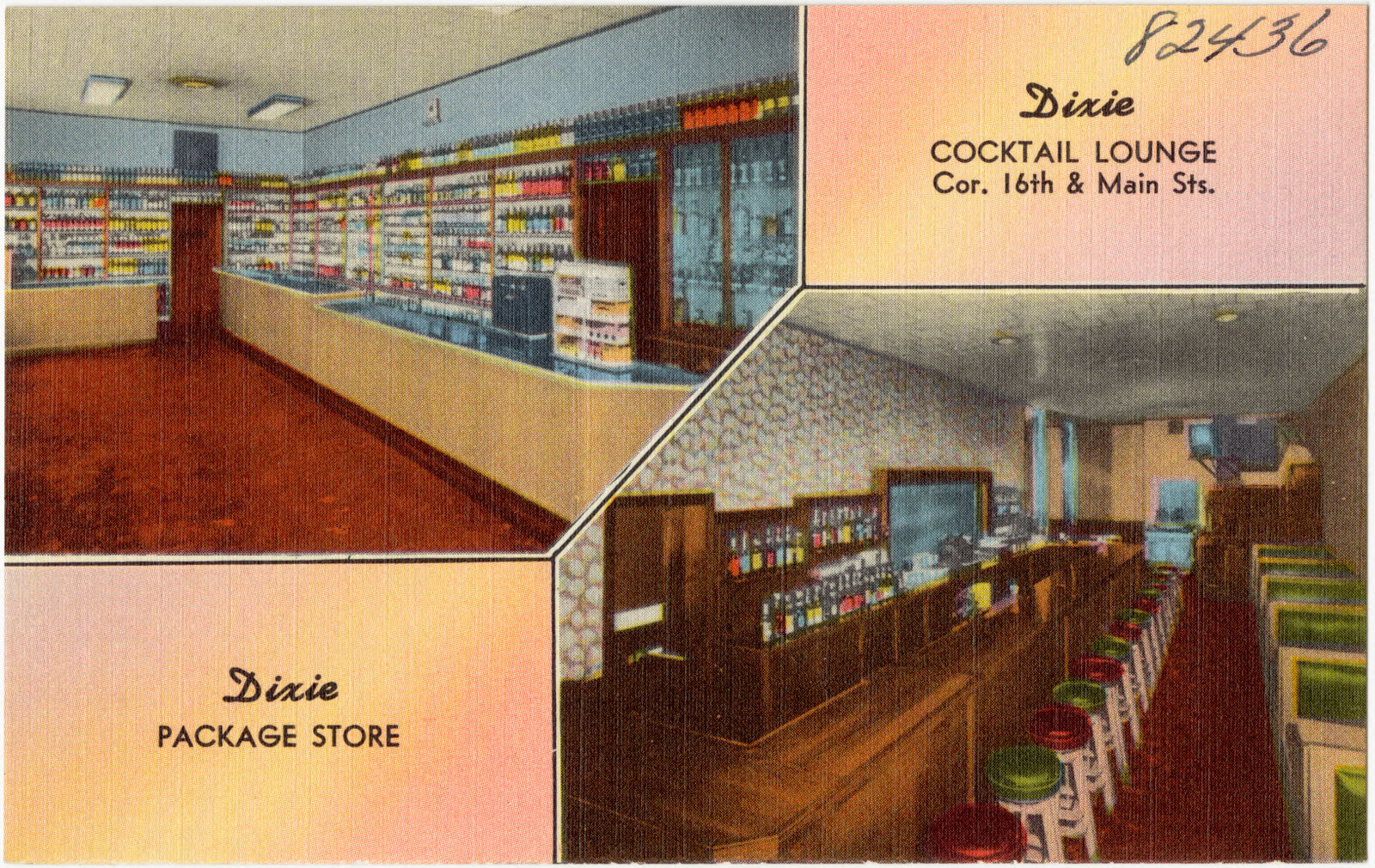 Dixie cocktail lounge Cor. 16th & Main Sts., Dixie package store, Boston Public Library - undated