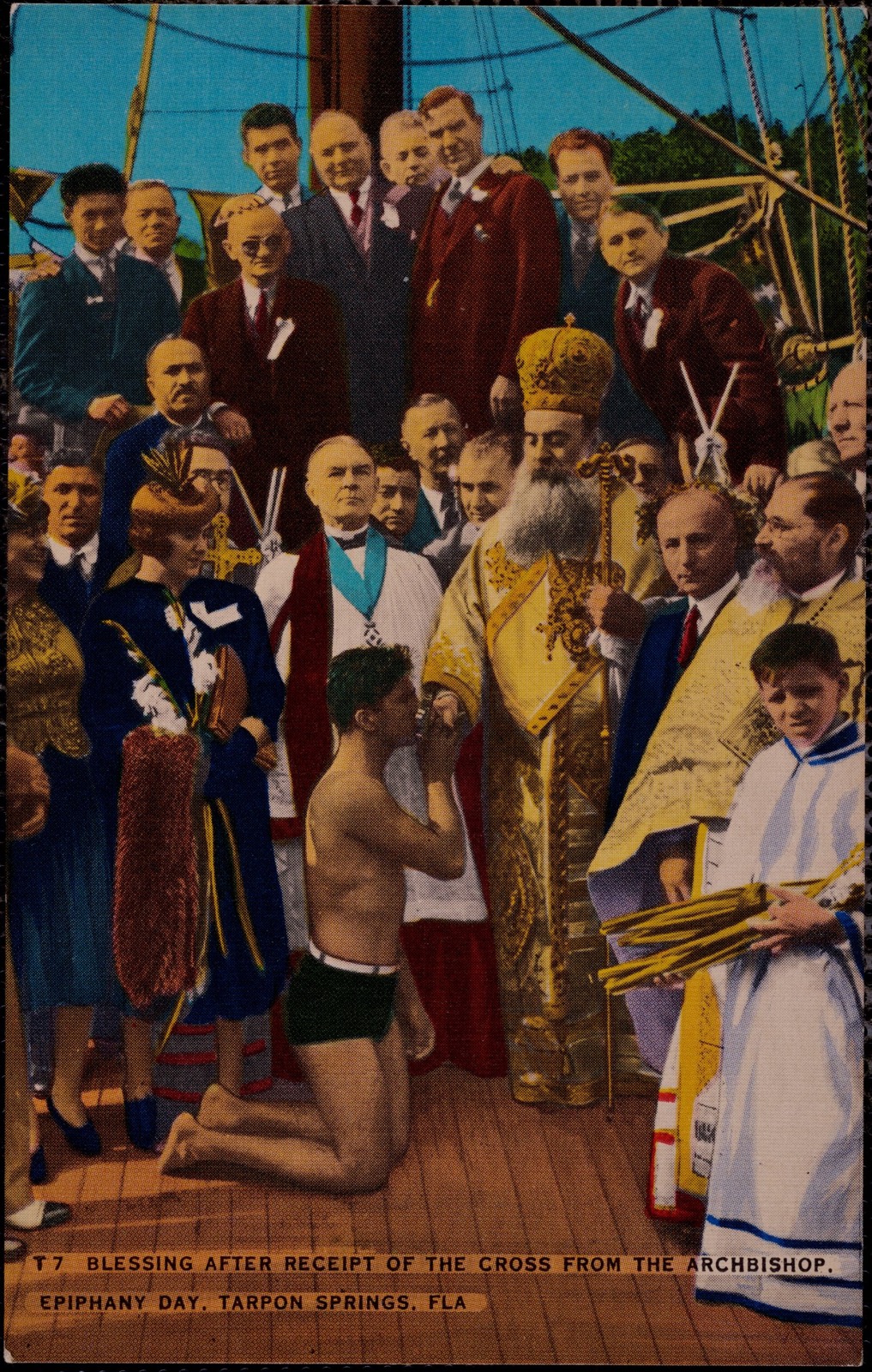 Blessing after the receipt of the cross from the Archbishop, Epiphany Day, Tarpon Springs, Fla., Boston Public Library - undated