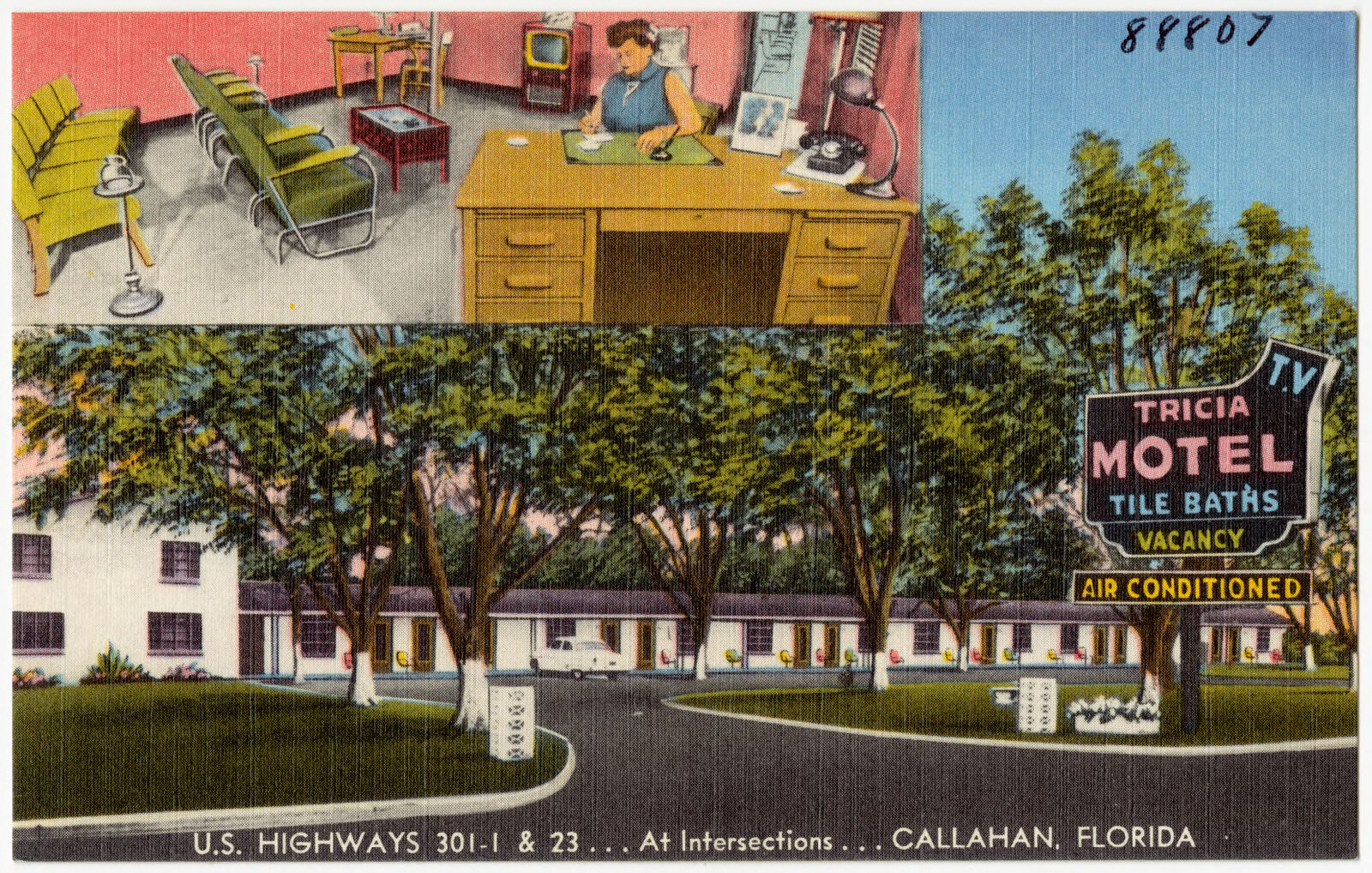 Tricia Motel, U.S. highways 301-1 & 23...at intersections... Callahan, Florida, Boston Public Library - undated