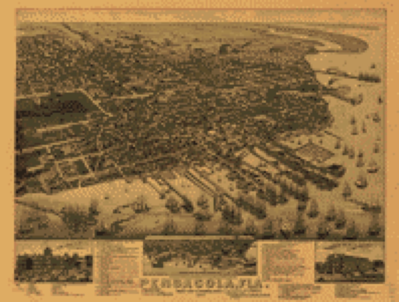 Bird's-eye view, 1885 - Pensacola, Fla. county seat of Escambia County 1885