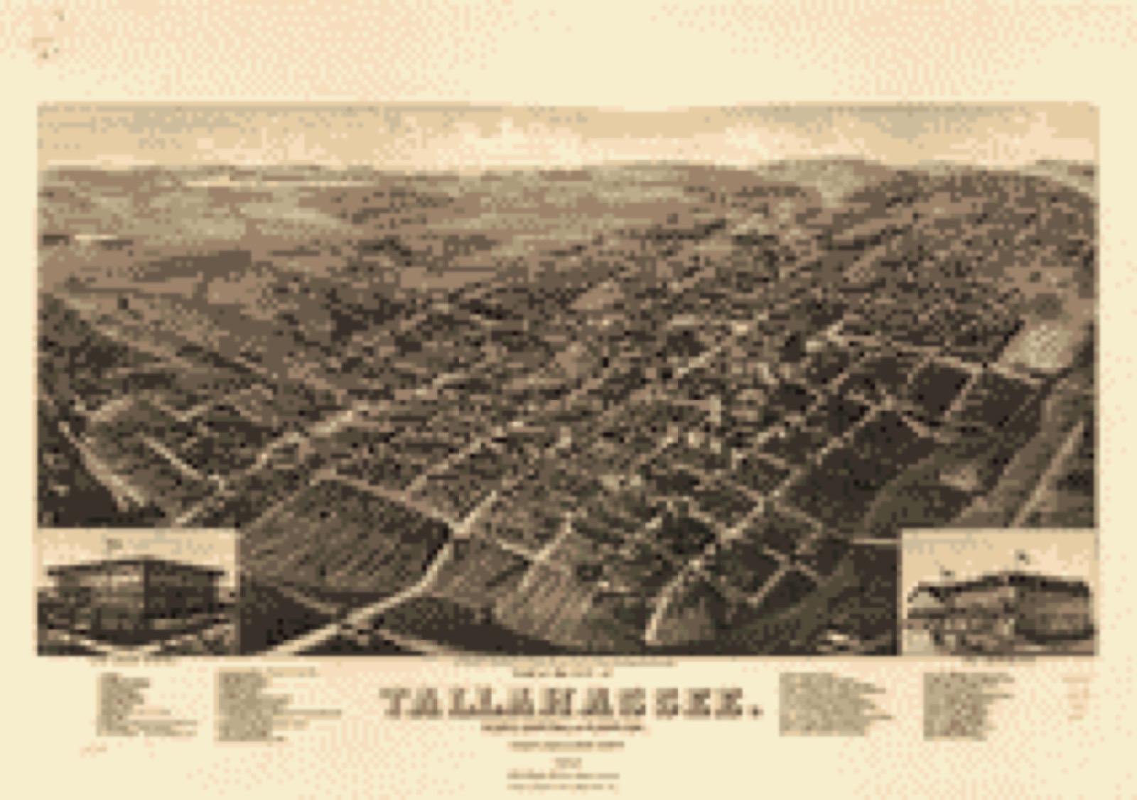 Bird's-eye view, 1885 - View of the city of Tallahassee. State capital of Florida, county seat of Leon county 1885