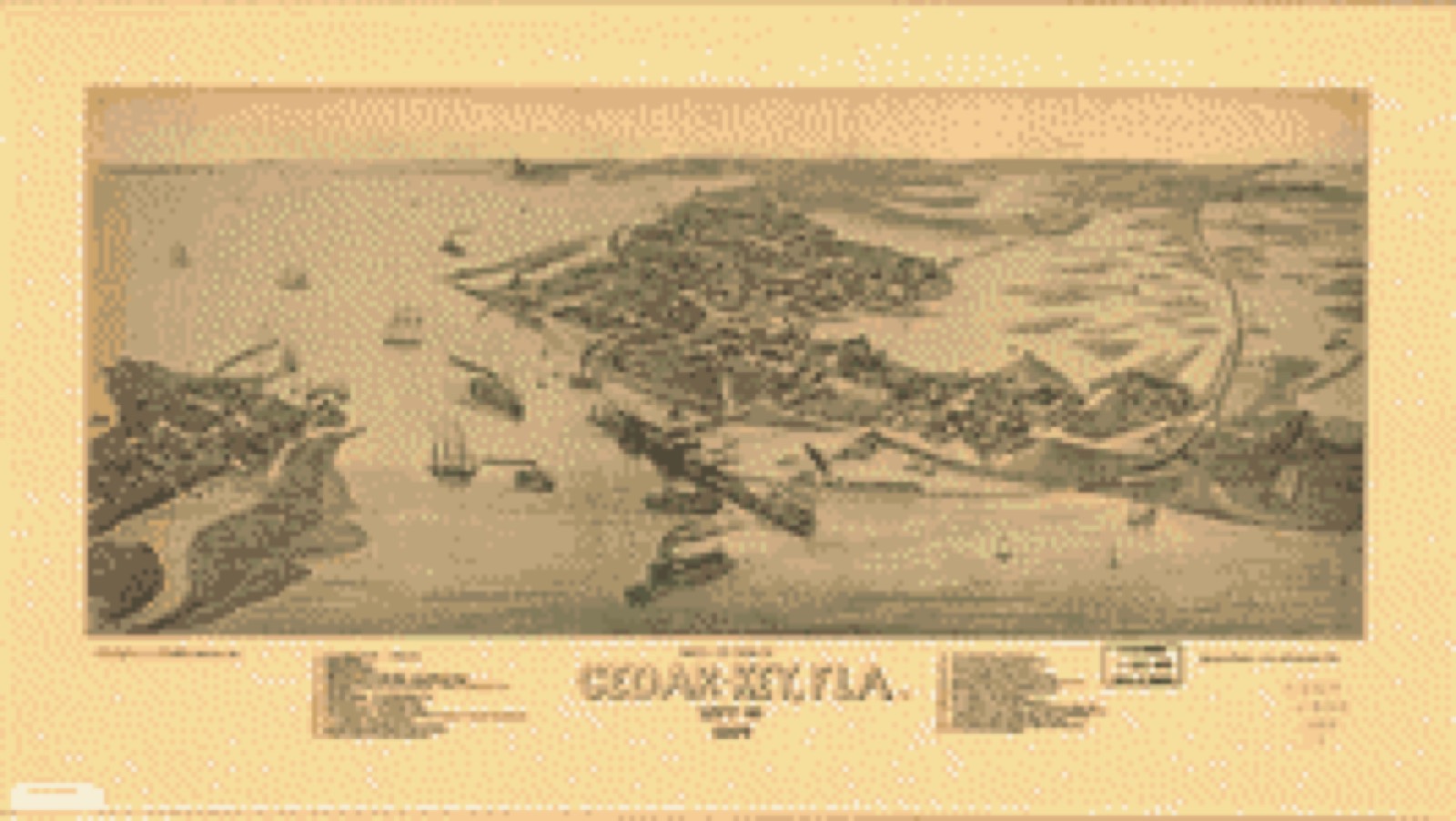 Bird's-eye view, 1884 - Bird's eye view of Cedar-Key, Fla., Levy Co