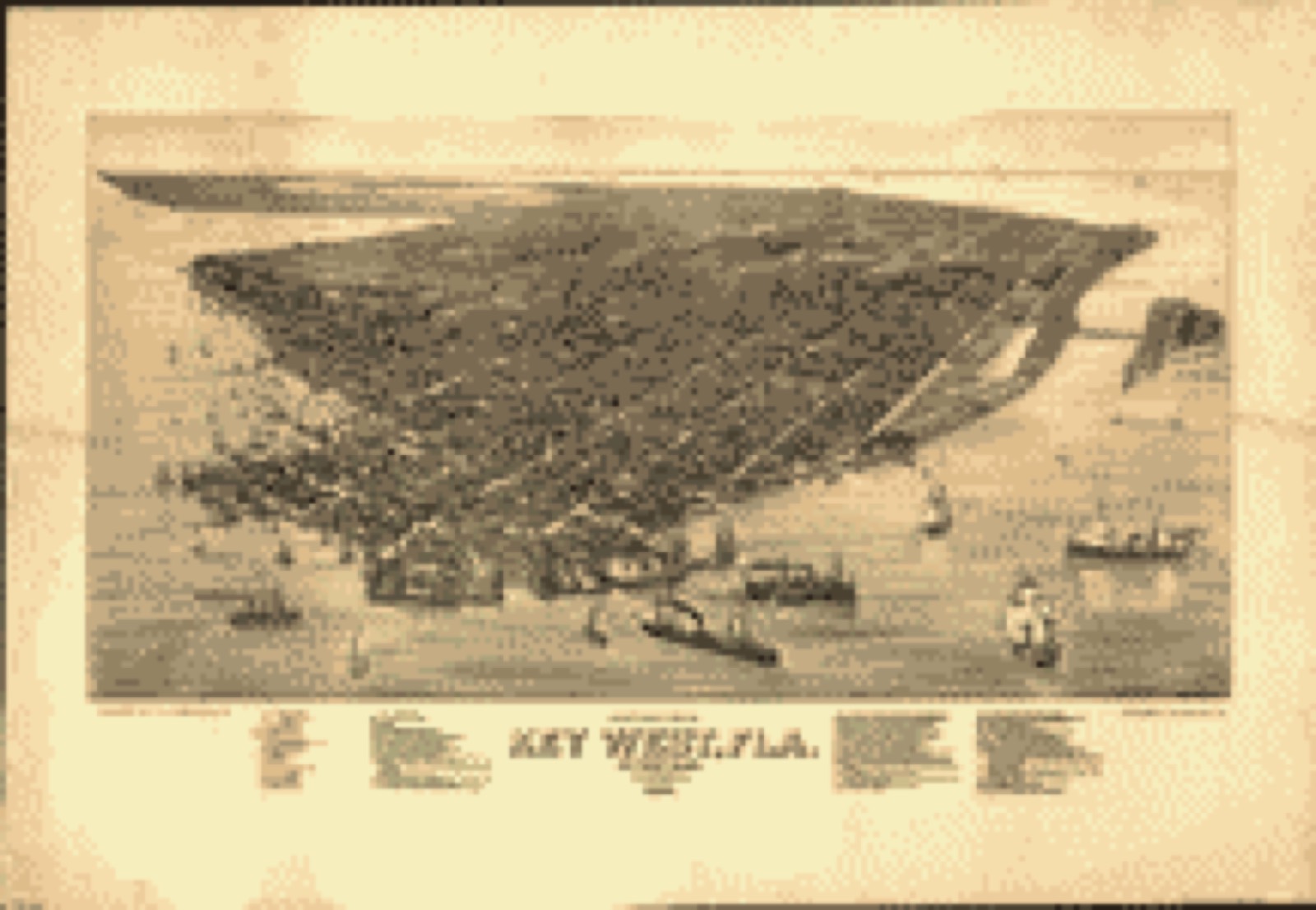 Bird's-eye view, 1884 - Bird's eye view of Key West, Fla., Key West Island, C.S. Monroe Co., 1884