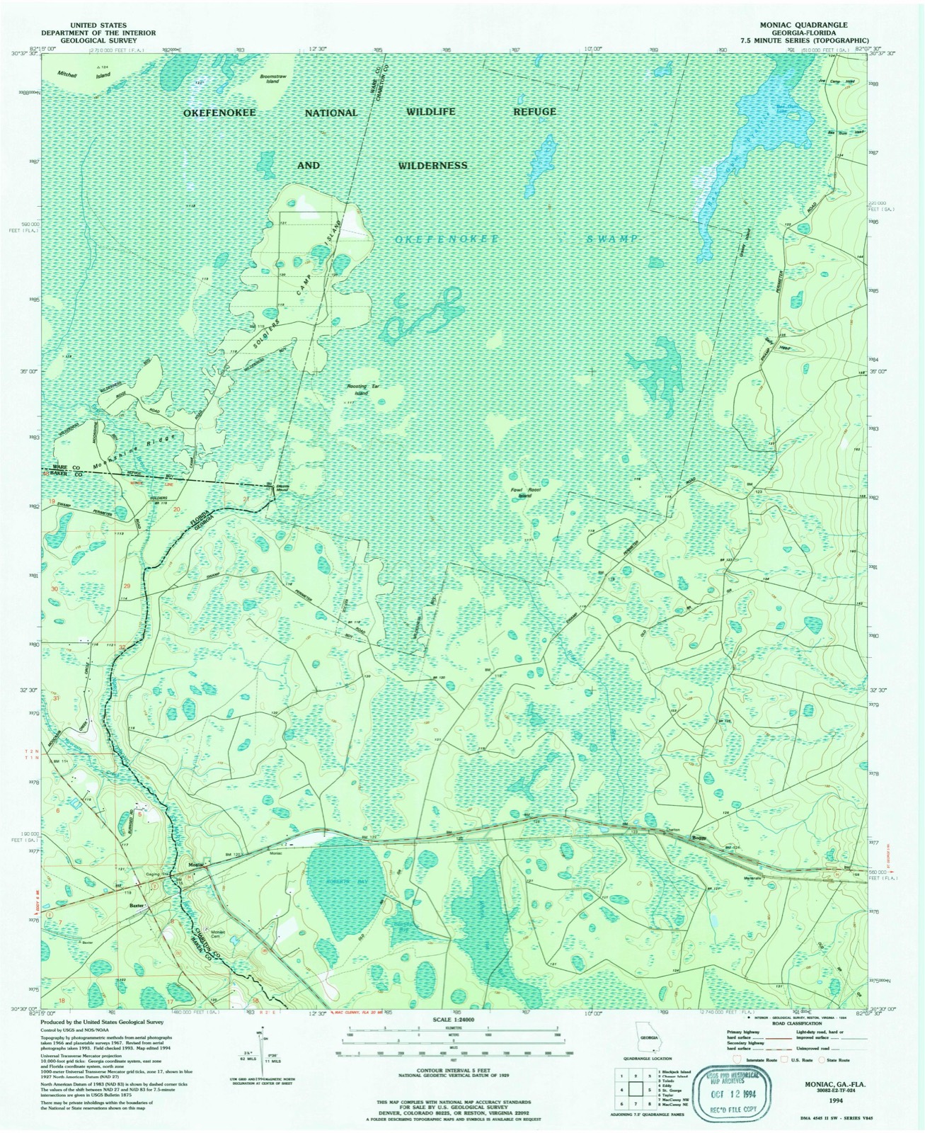 Topographic sheet of Baxter, surveyed 1994