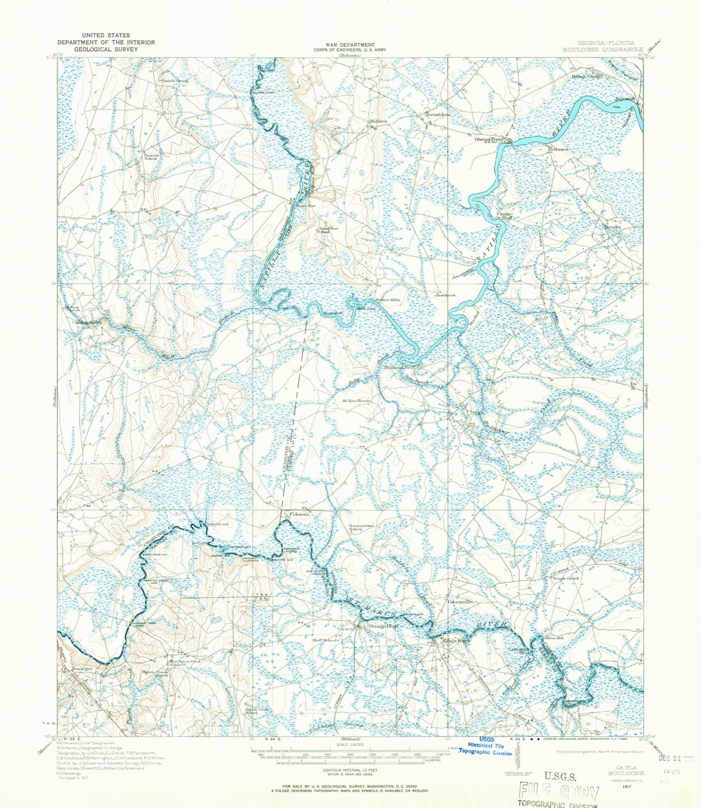 Topographic sheet of Boulogne, surveyed 1917