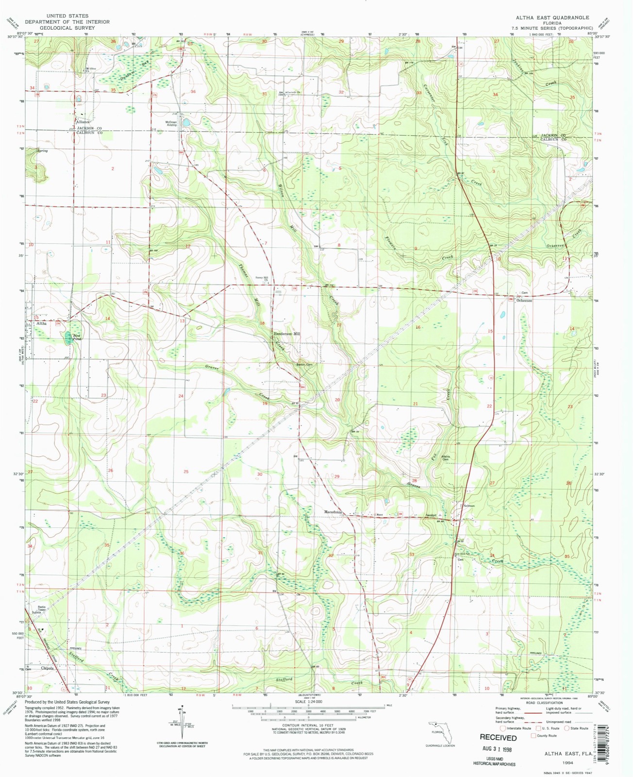 Topographic sheet of Chipola, surveyed 1994