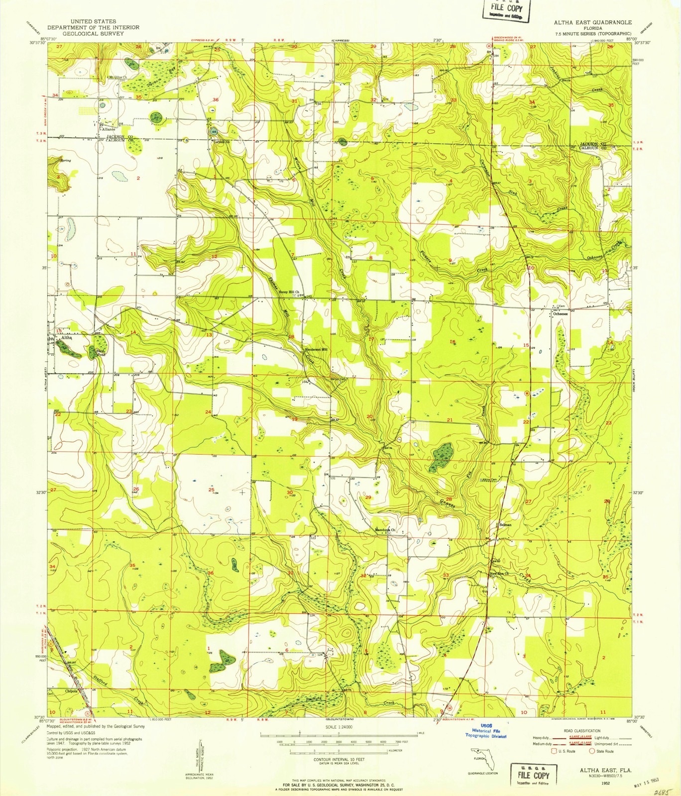 Topographic sheet of Chipola, surveyed 1952