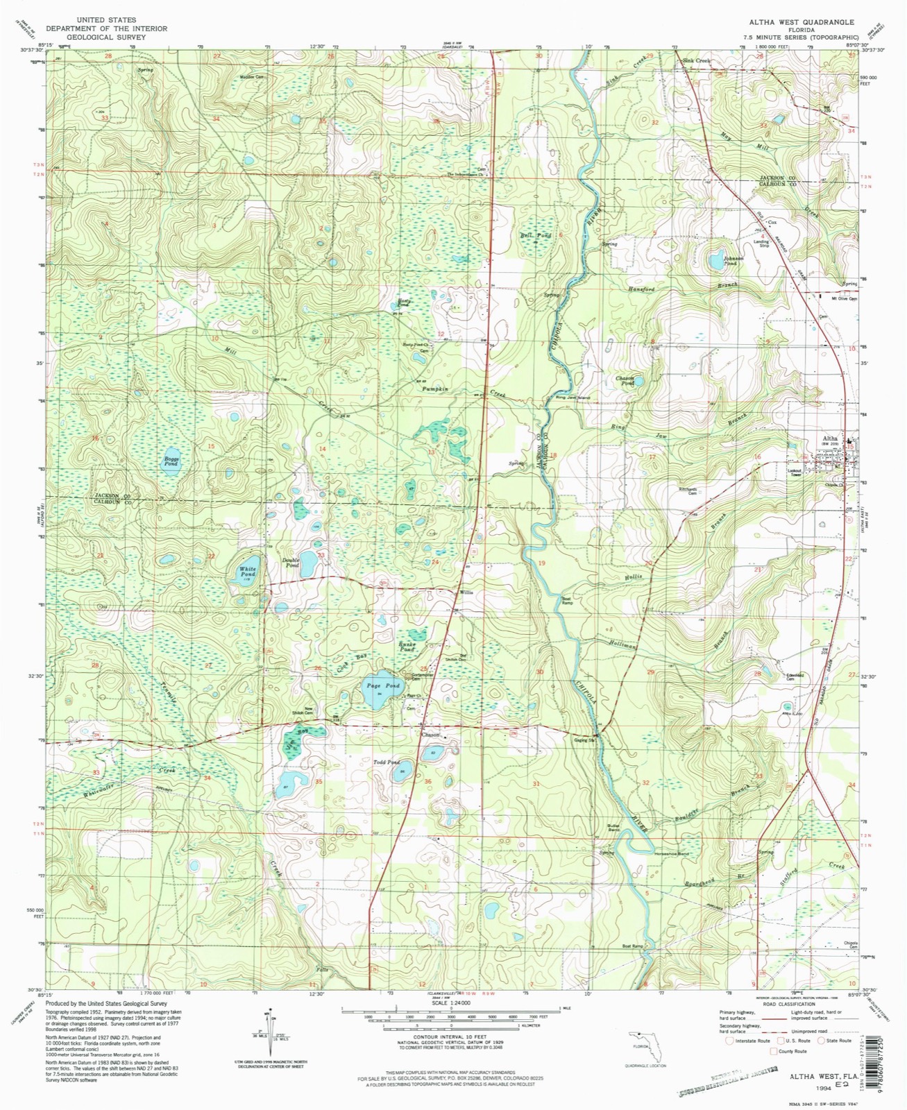 Topographic sheet of Altha, surveyed 1994