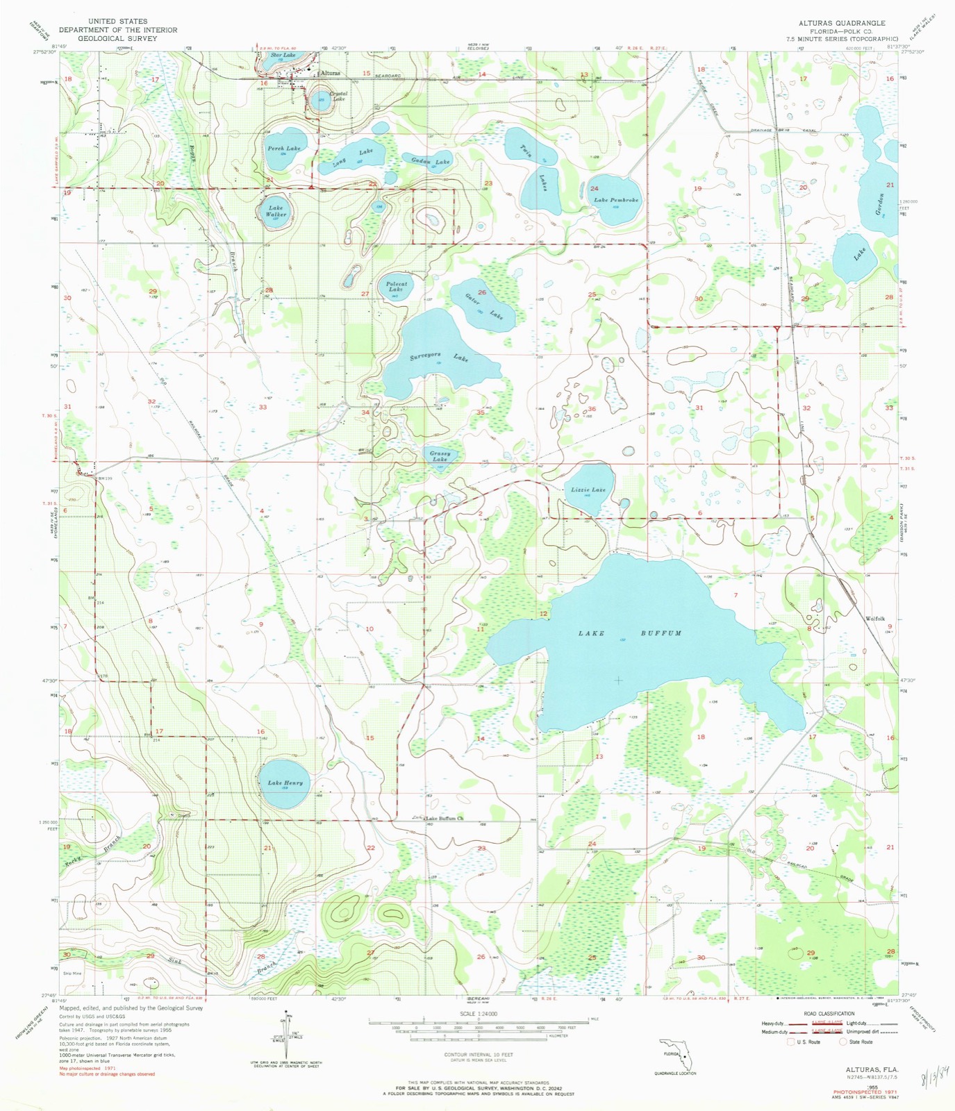 Topographic sheet covering Surveyor's Lake Schoolhouse, surveyed 1955