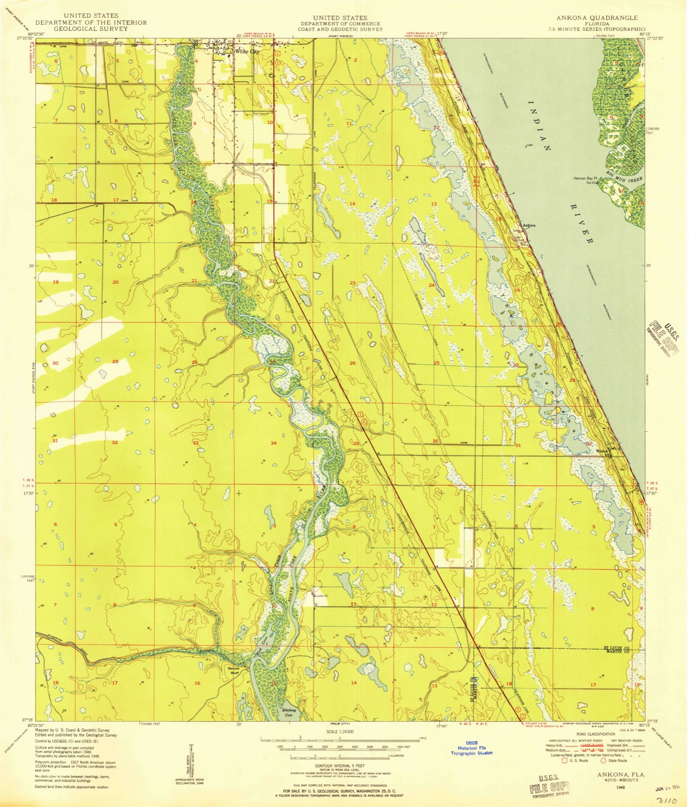Topographic sheet of River Park, surveyed 1948