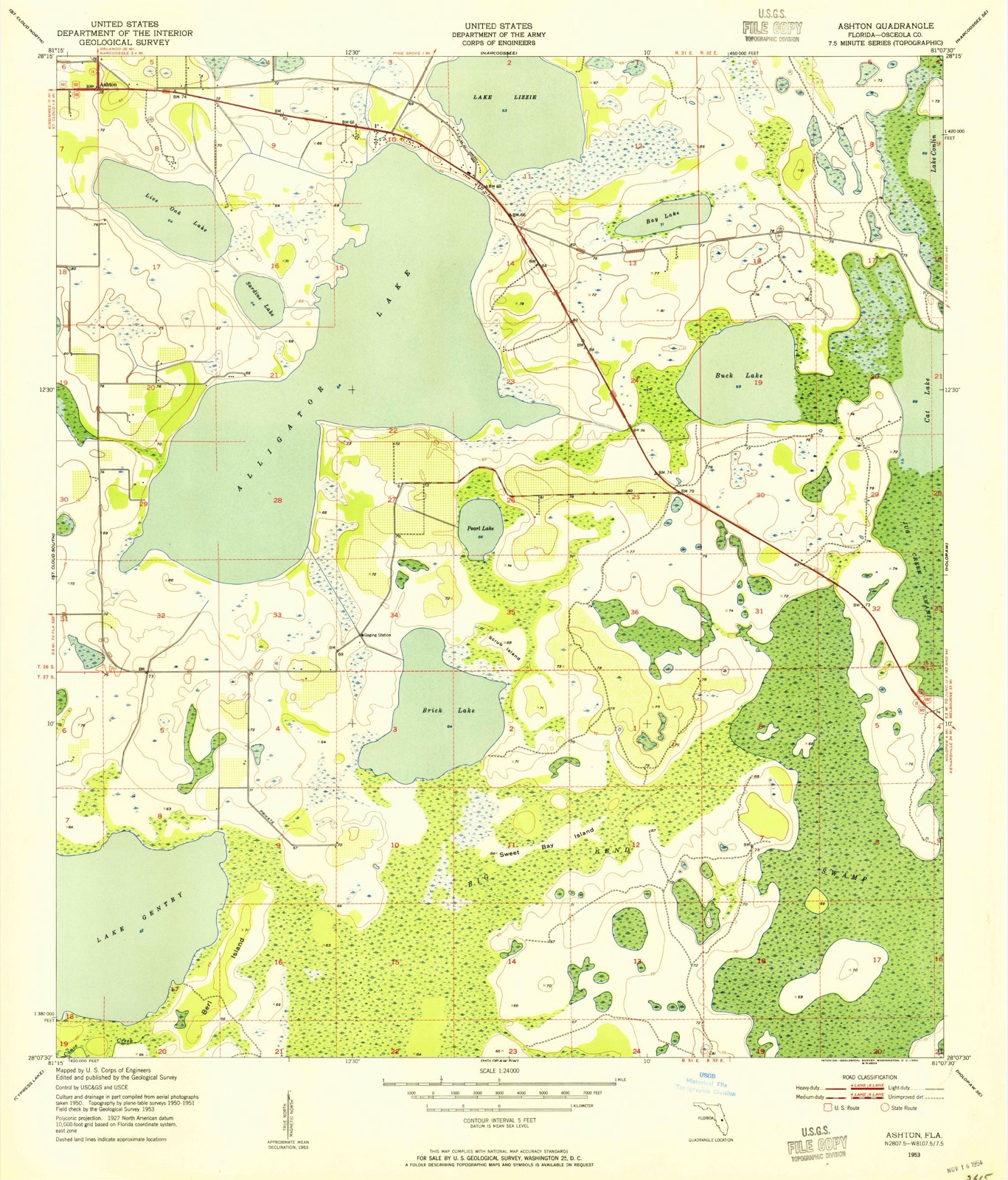 Topographic sheet of Harmony, surveyed 1953