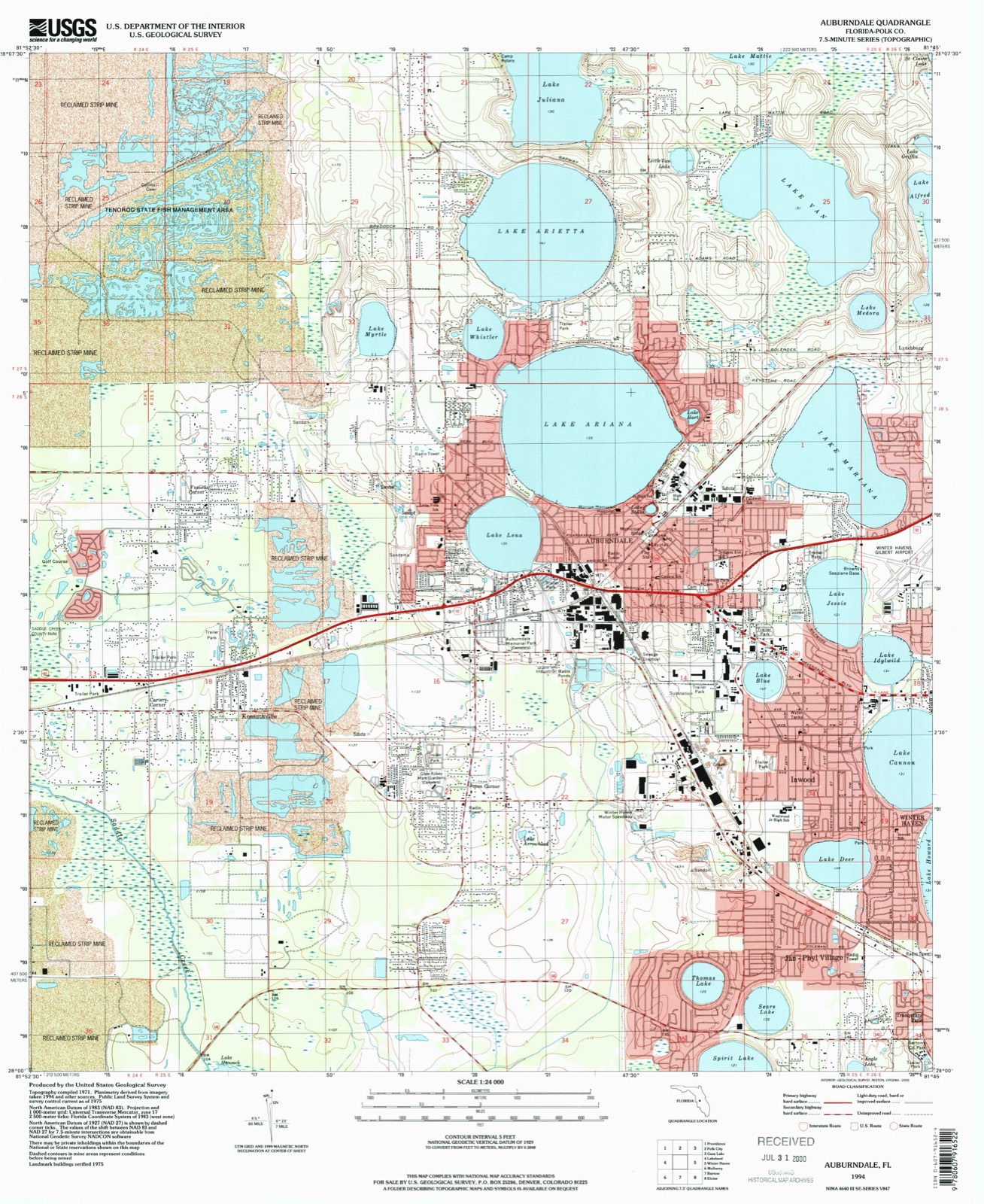 Topographic sheet of Carters Corner, surveyed 1994