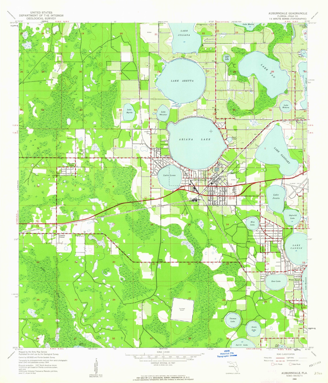 Topographic sheet of Carters Corner, surveyed 1944