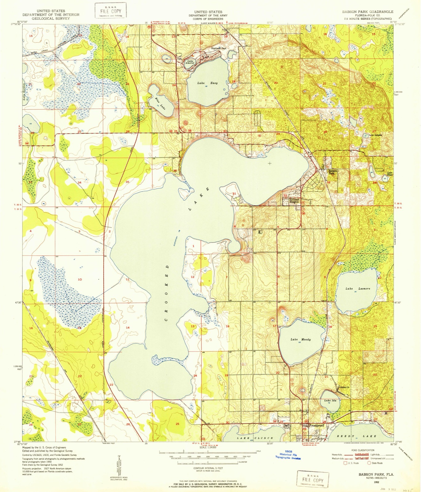 Topographic sheet of Highland Park, surveyed 1952