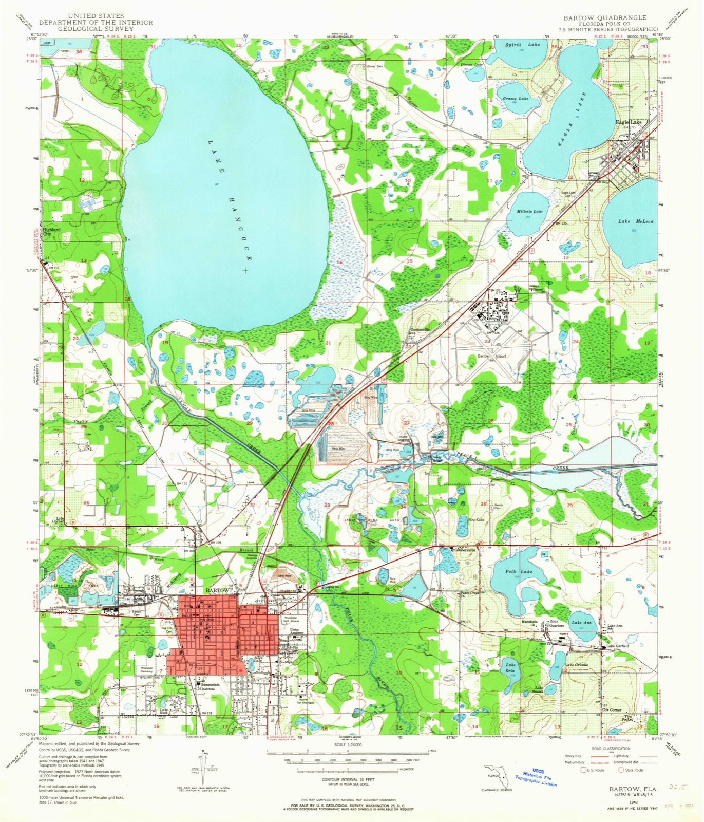 Topographic sheet of Eagle Lake, surveyed 1949