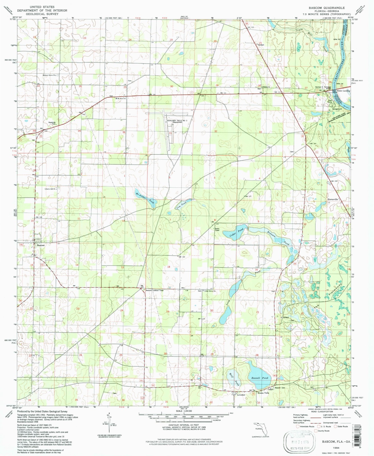 Topographic sheet of Bascom, surveyed 1994