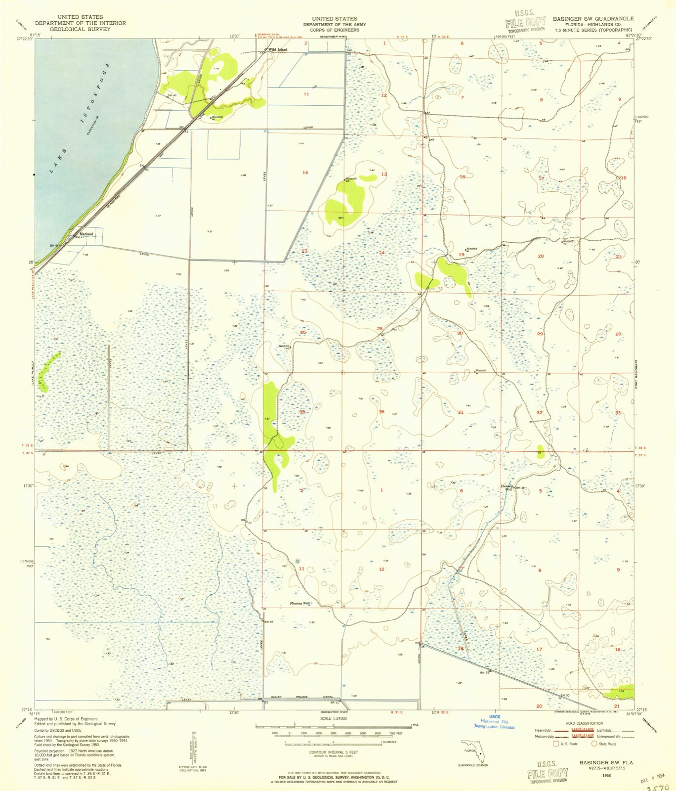 Topographic sheet of Marland, surveyed 1953