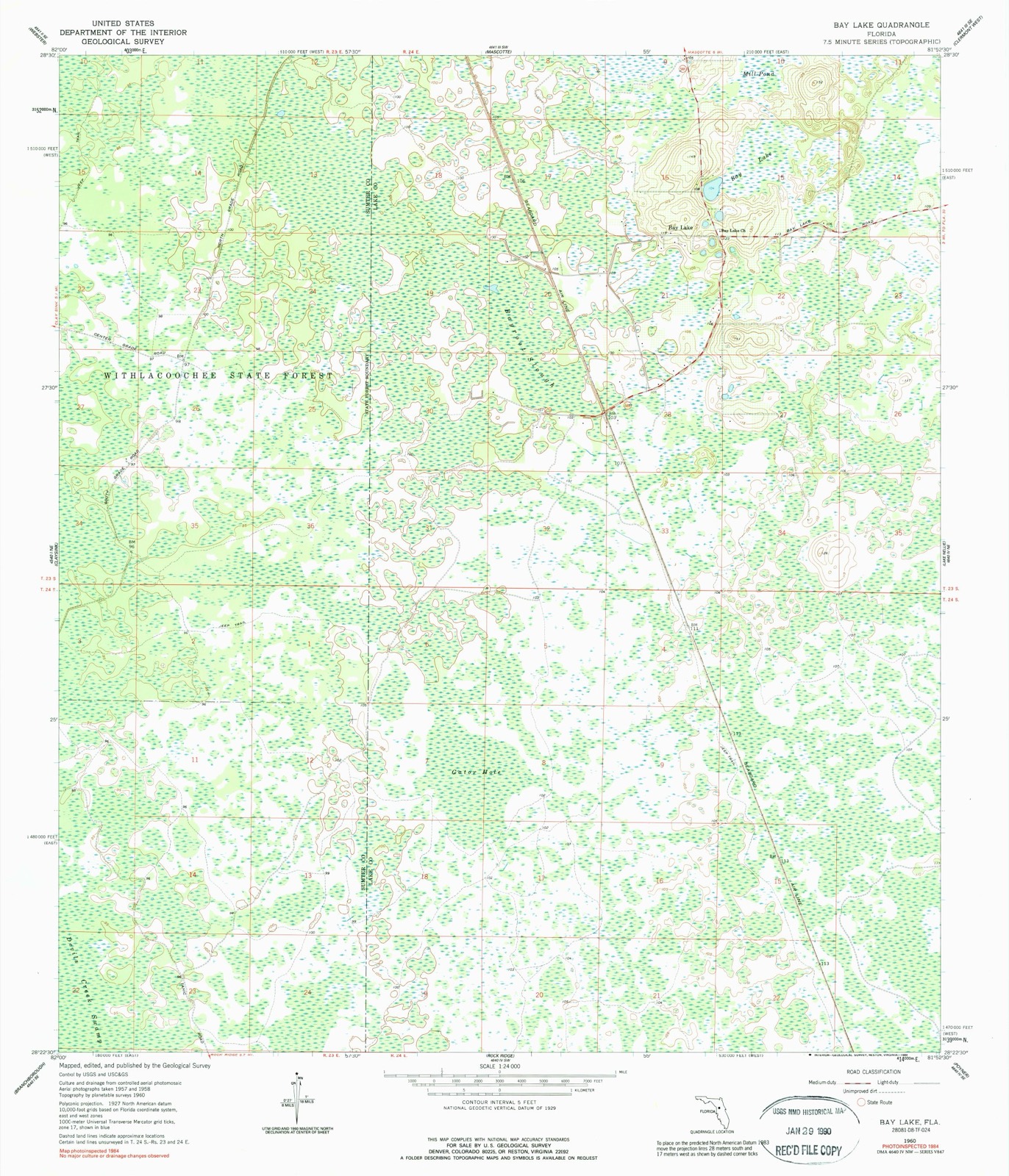 Topographic sheet of Bay Lake, surveyed 1984