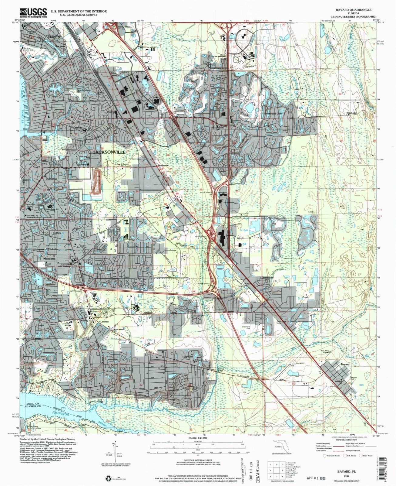 Topographic sheet of San Jose, surveyed 1994
