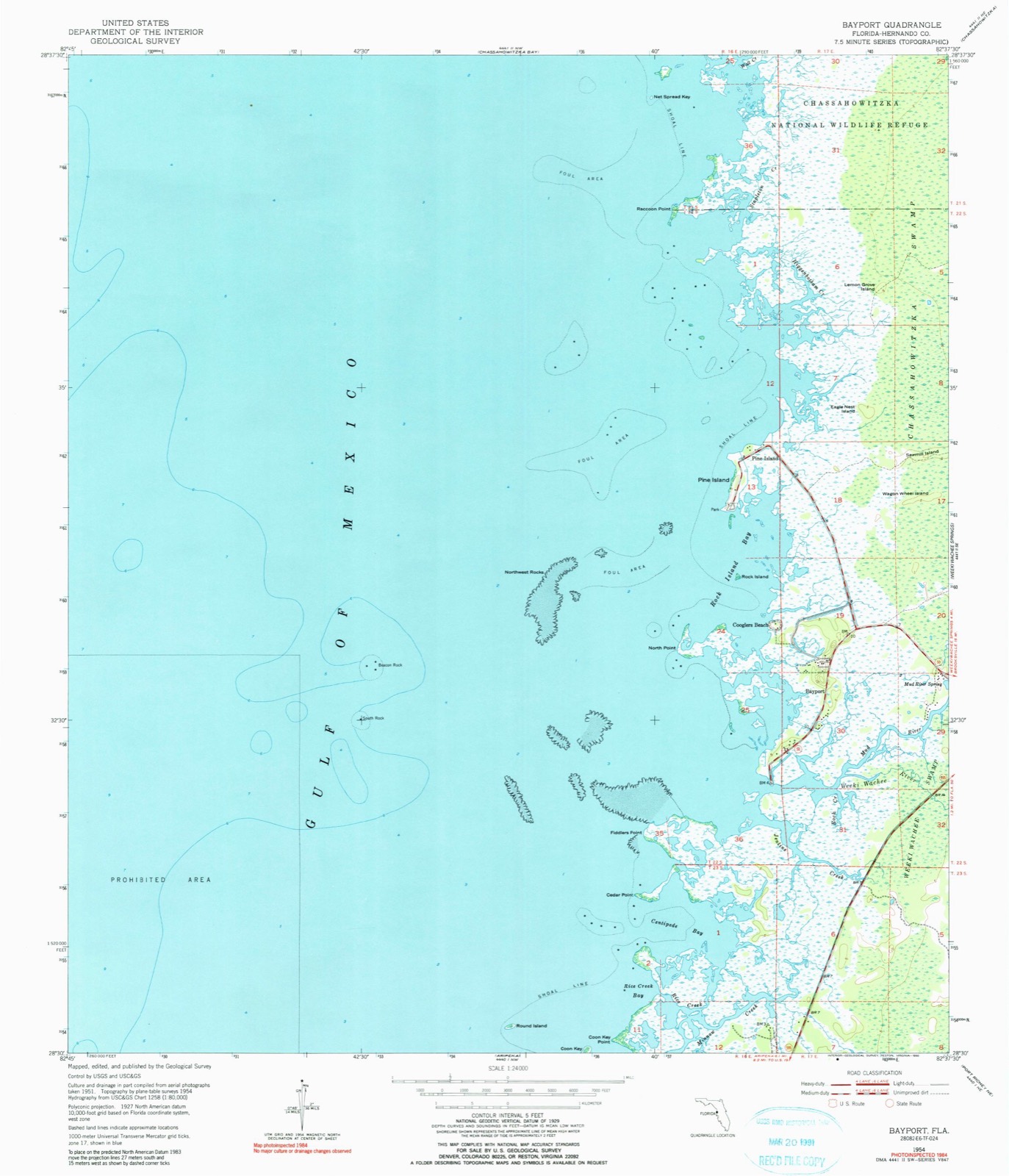 Topographic sheet of Pine Island, surveyed 1954