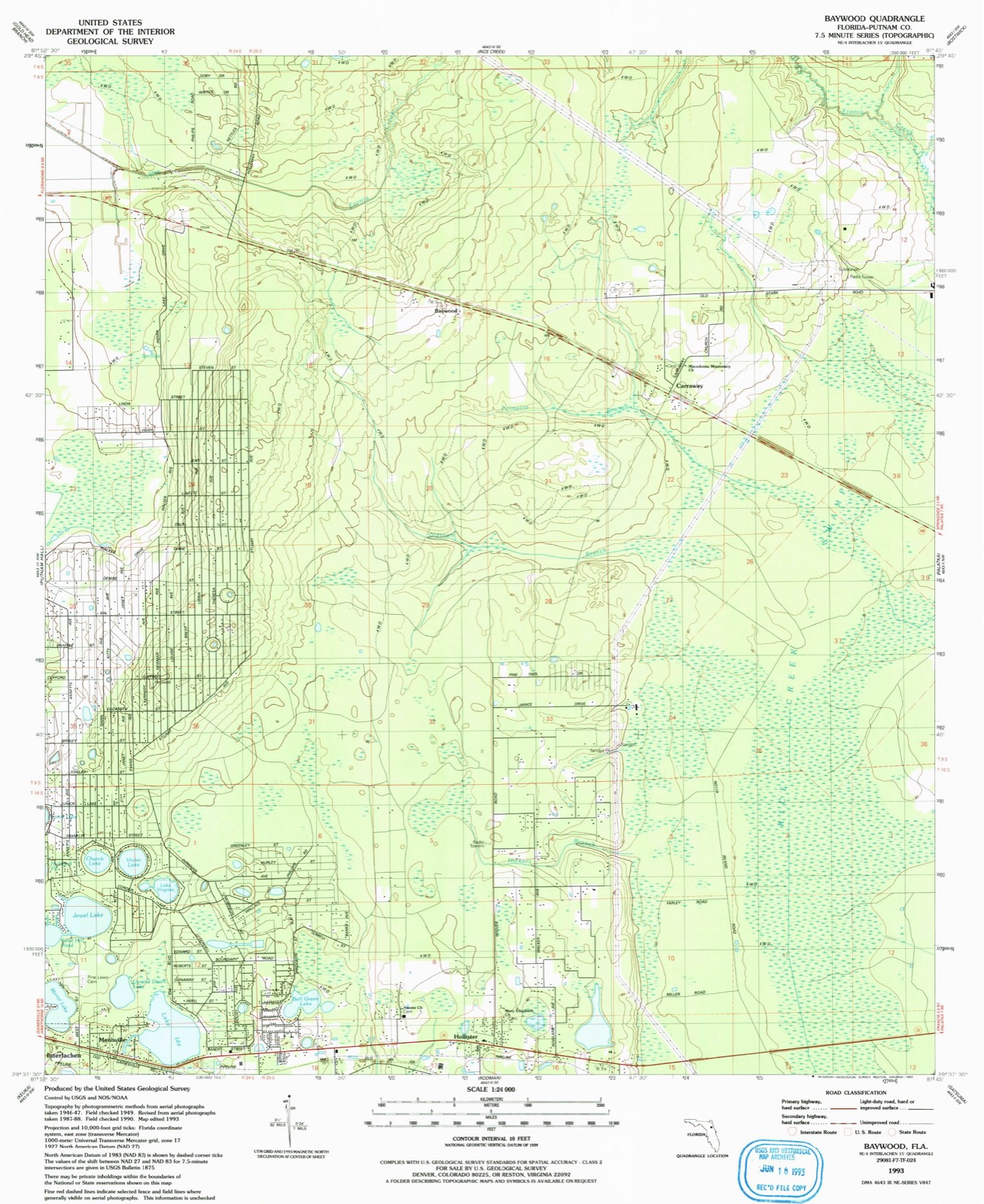 Topographic sheet of Mannville, surveyed 1993
