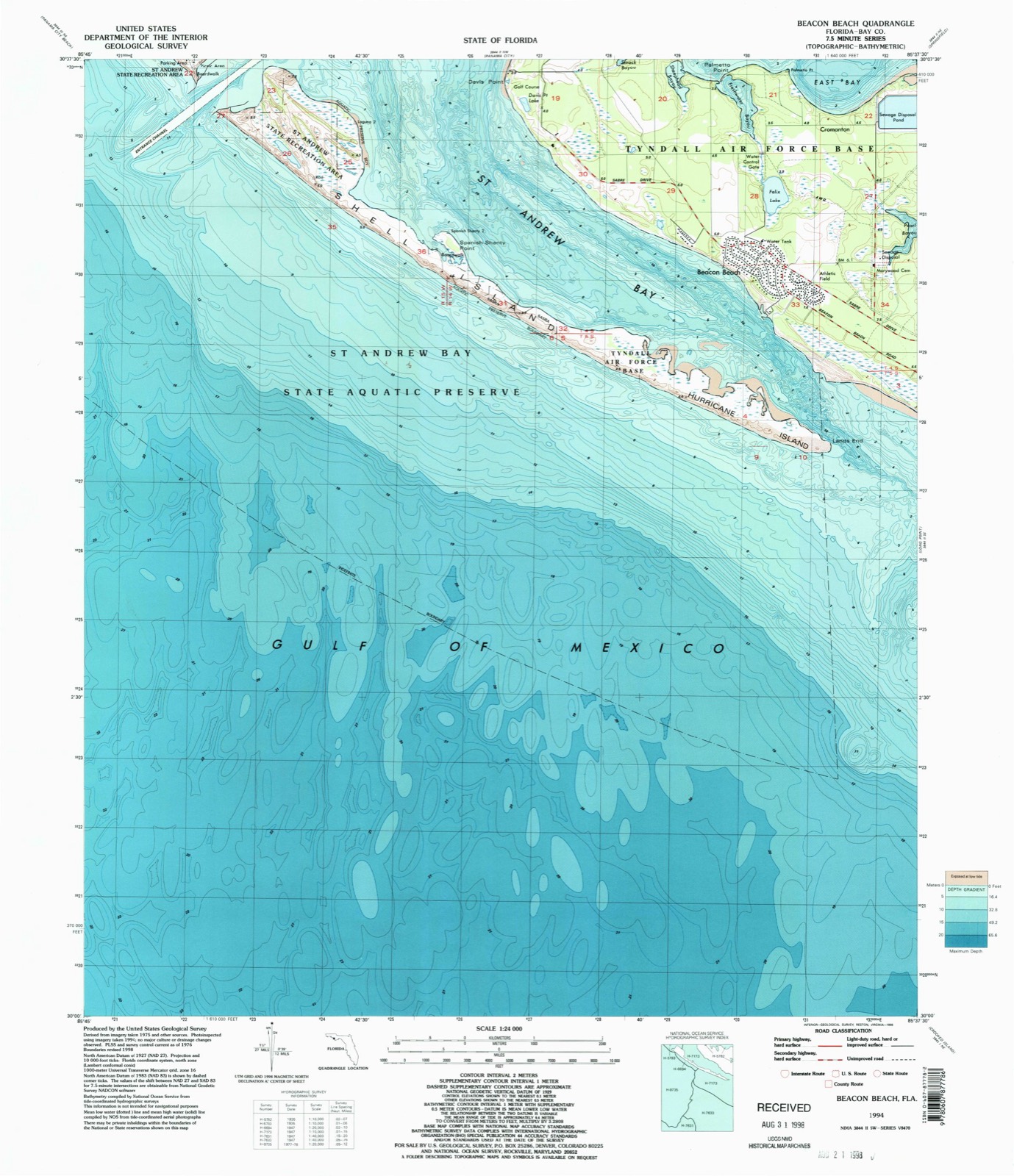 Topographic sheet of Beacon Beach, surveyed 1994