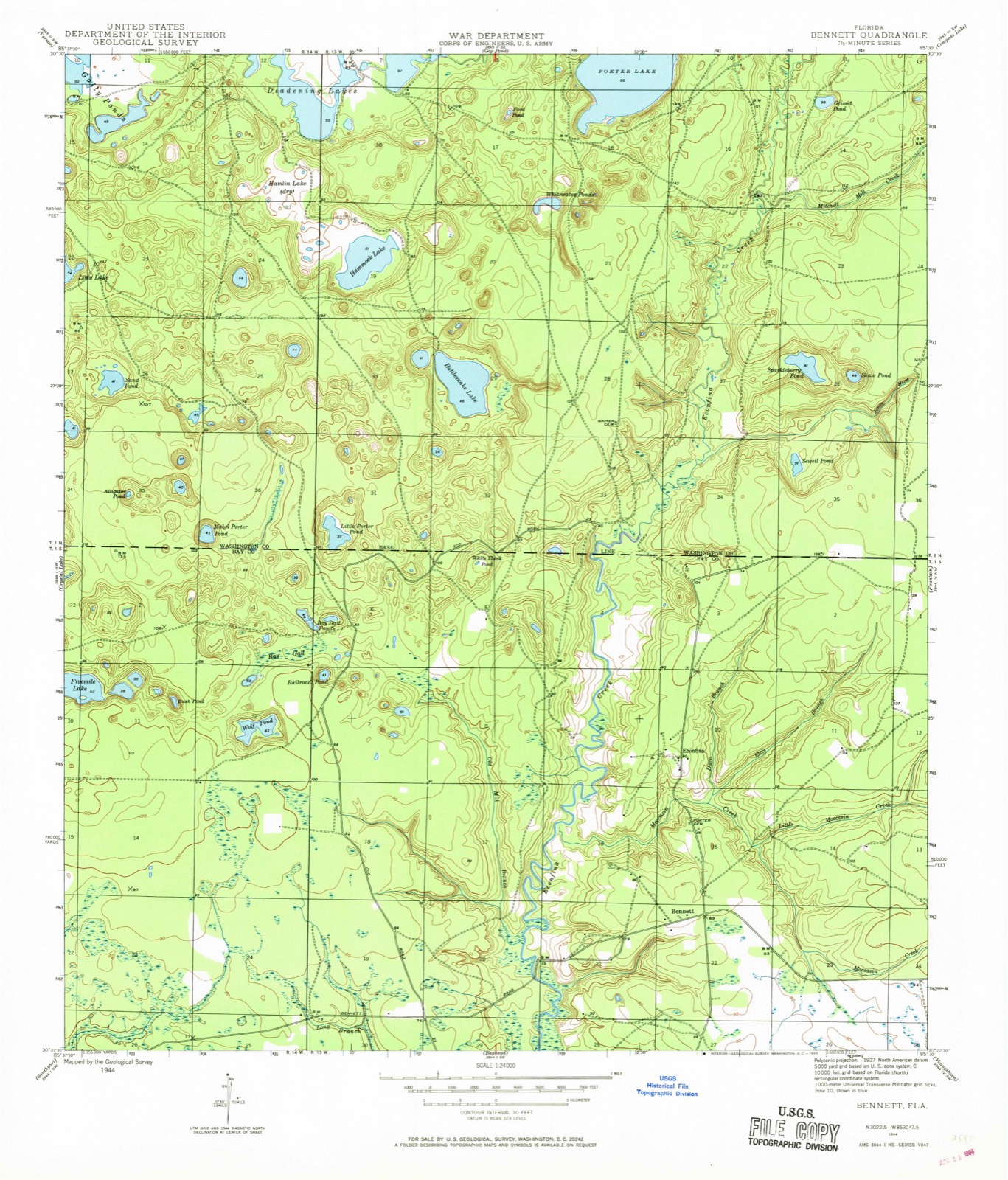 Topographic sheet of Econfina, surveyed 1944