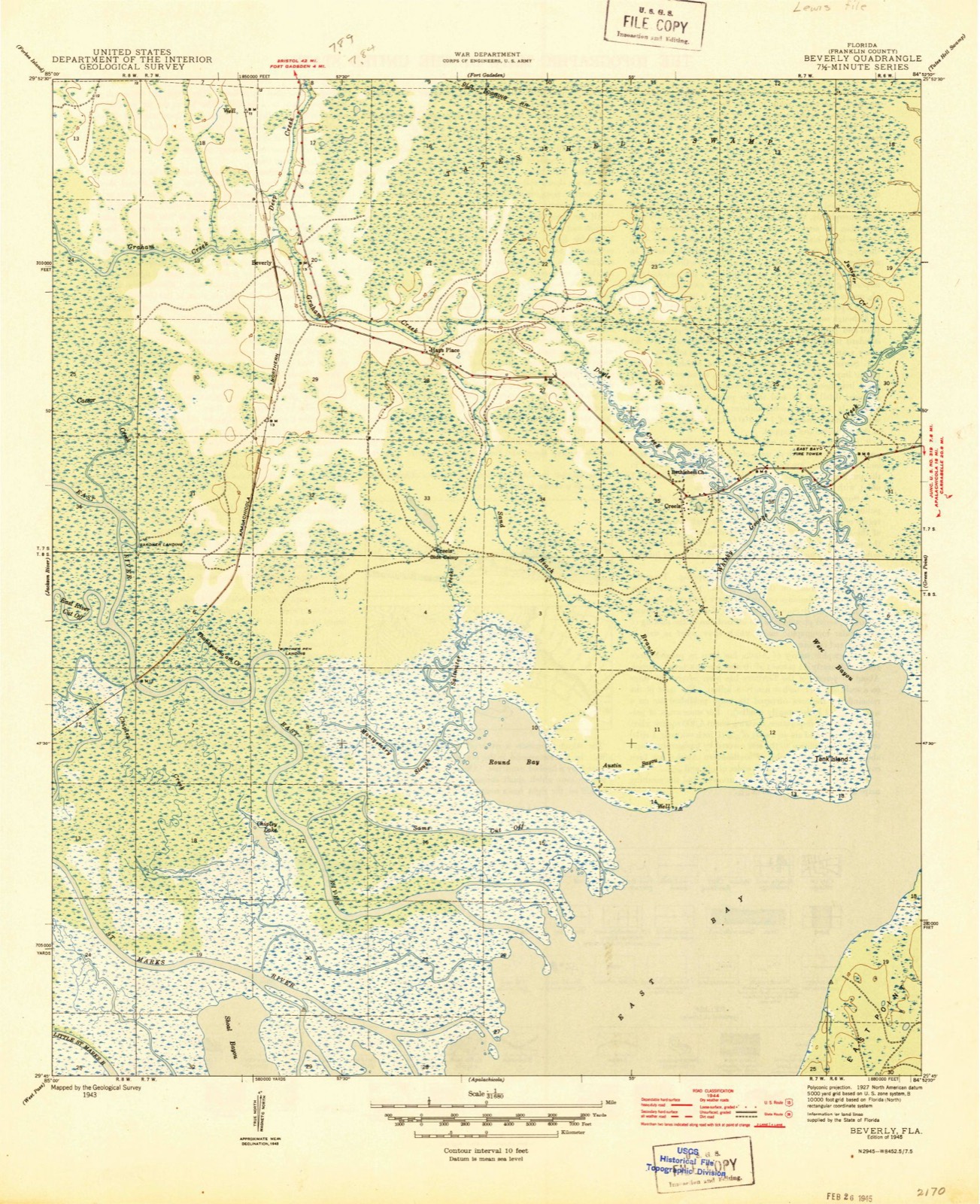 Topographic sheet of Beverly, surveyed 1945