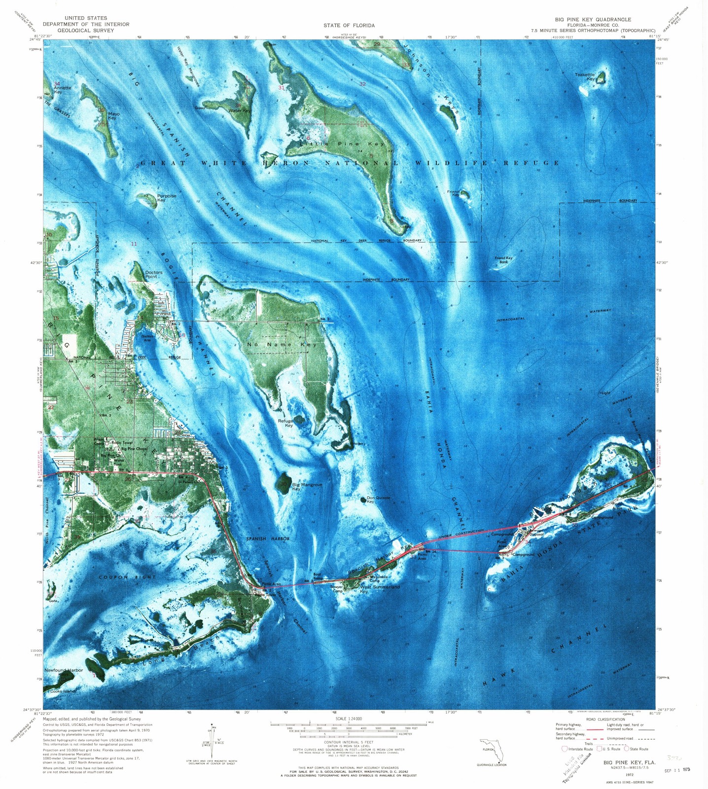 Topographic sheet of Big Pine Key, surveyed 1972