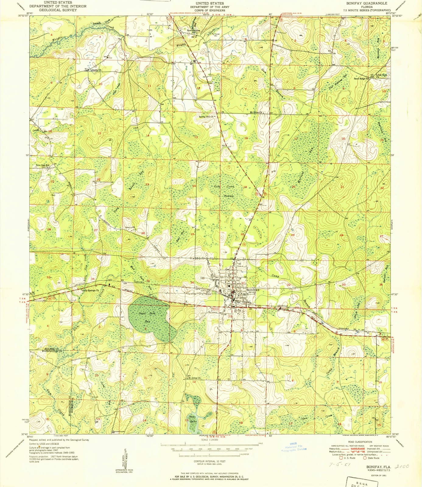 Topographic sheet of Hoover Mill, surveyed 1951
