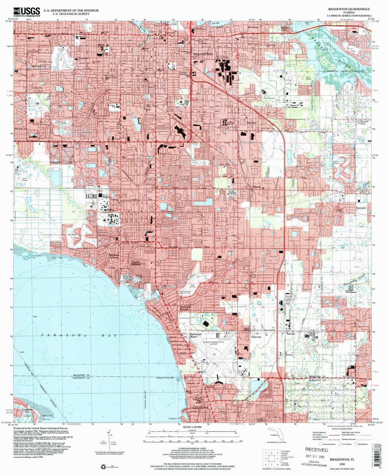 Topographic sheet of Eastgate, surveyed 1994