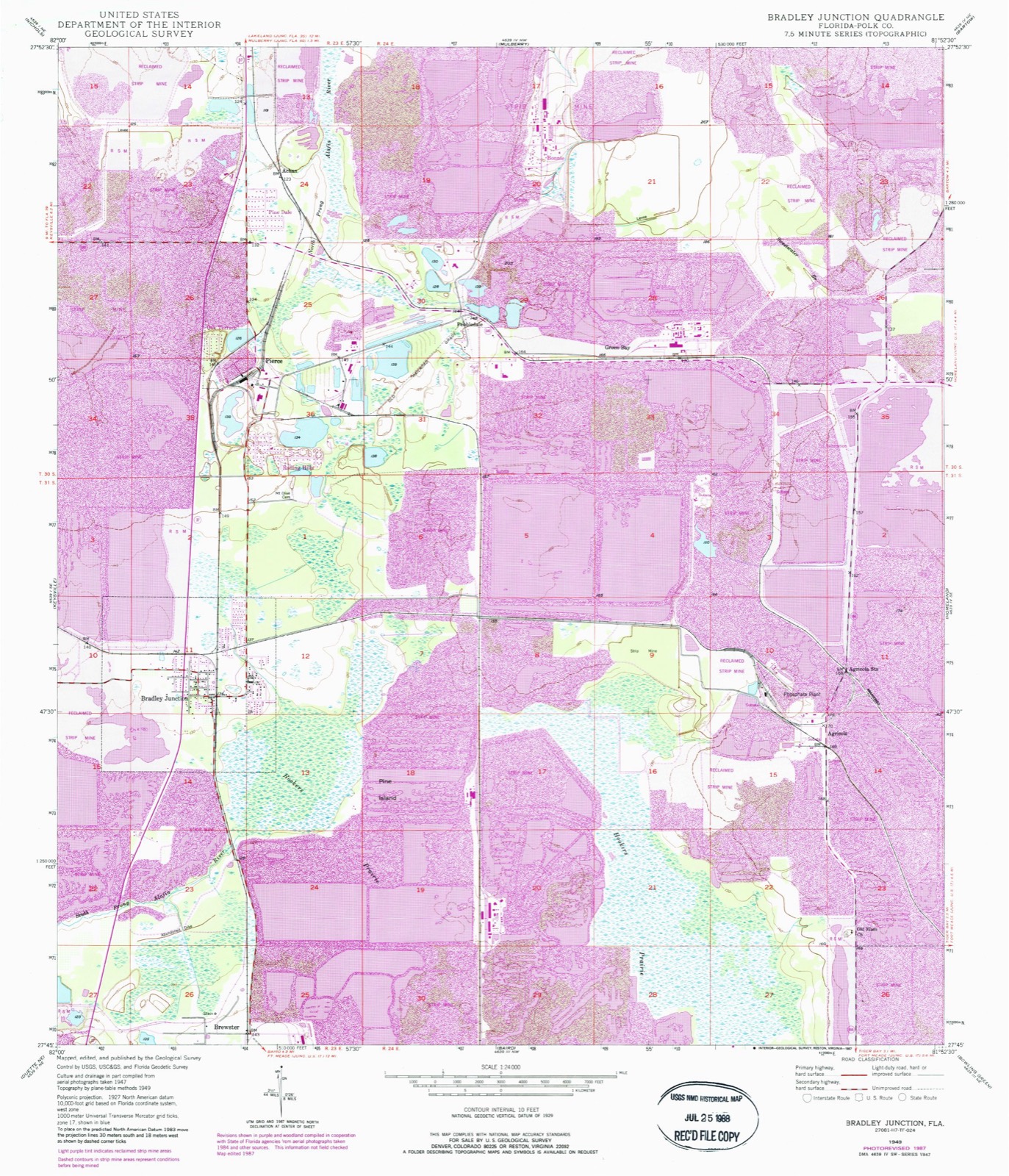 Topographic sheet of Pierce, surveyed 1949