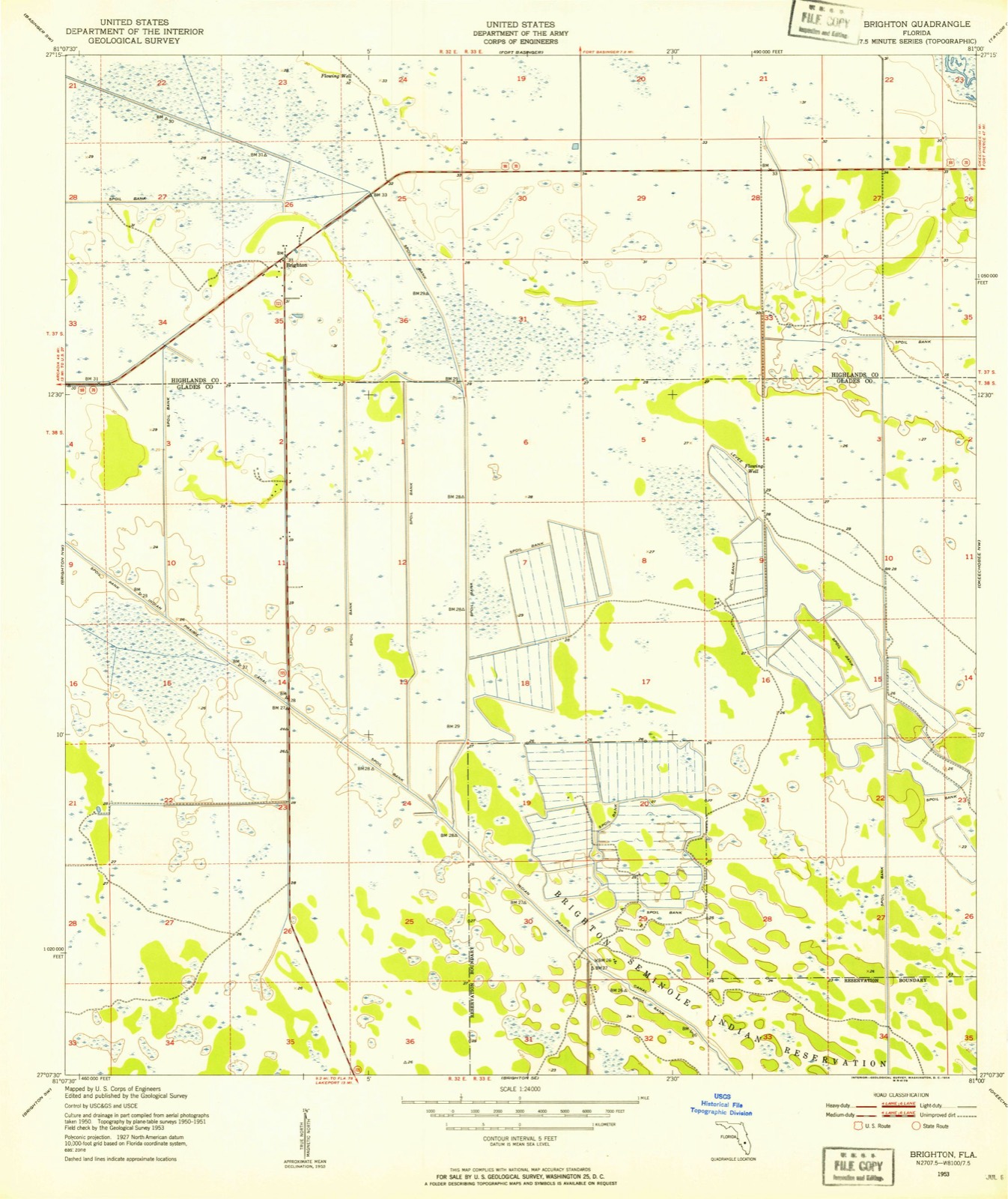Topographic sheet of Brighton, surveyed 1953