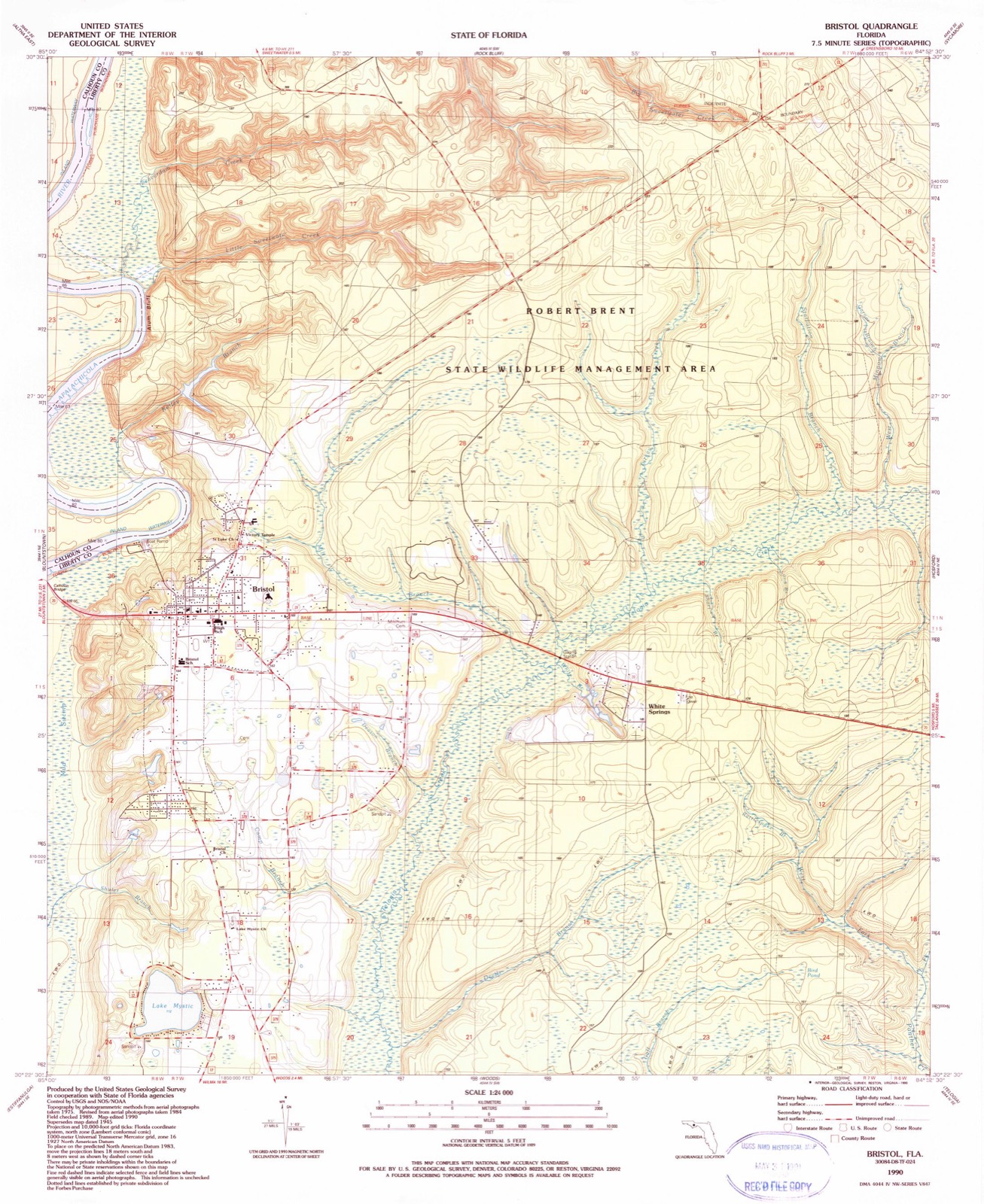 Topographic sheet of White Springs, surveyed 1990