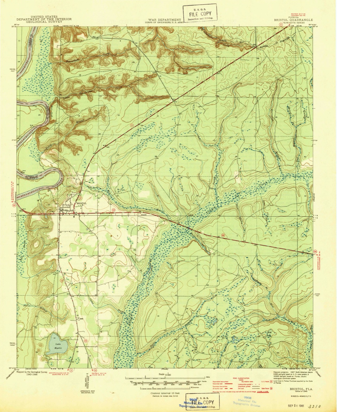 Topographic sheet of White Springs, surveyed 1945