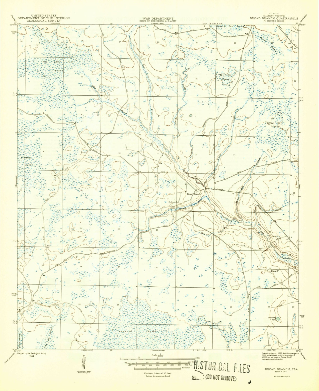 Topographic sheet of Kinard, surveyed 1945