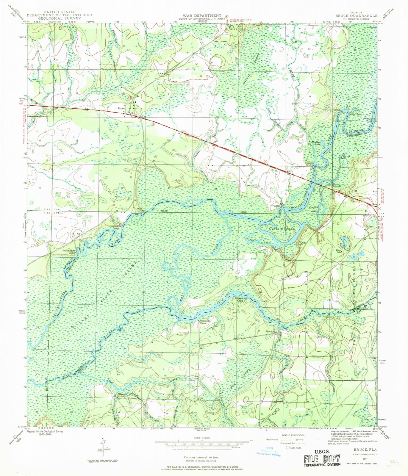 Topographic sheet of Pine Log, surveyed 1944