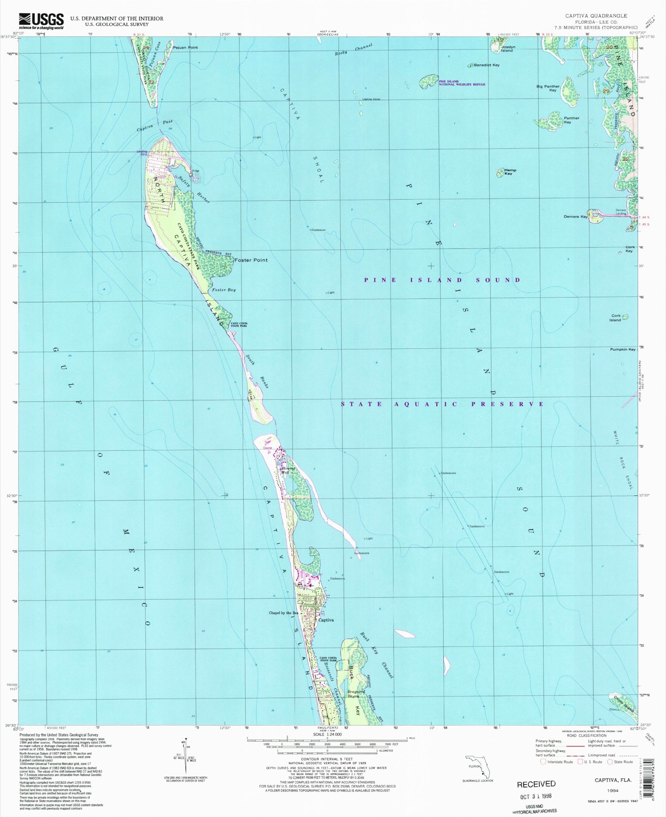 Topographic sheet covering Punta Gorda Fish Company Ice House, surveyed 1994