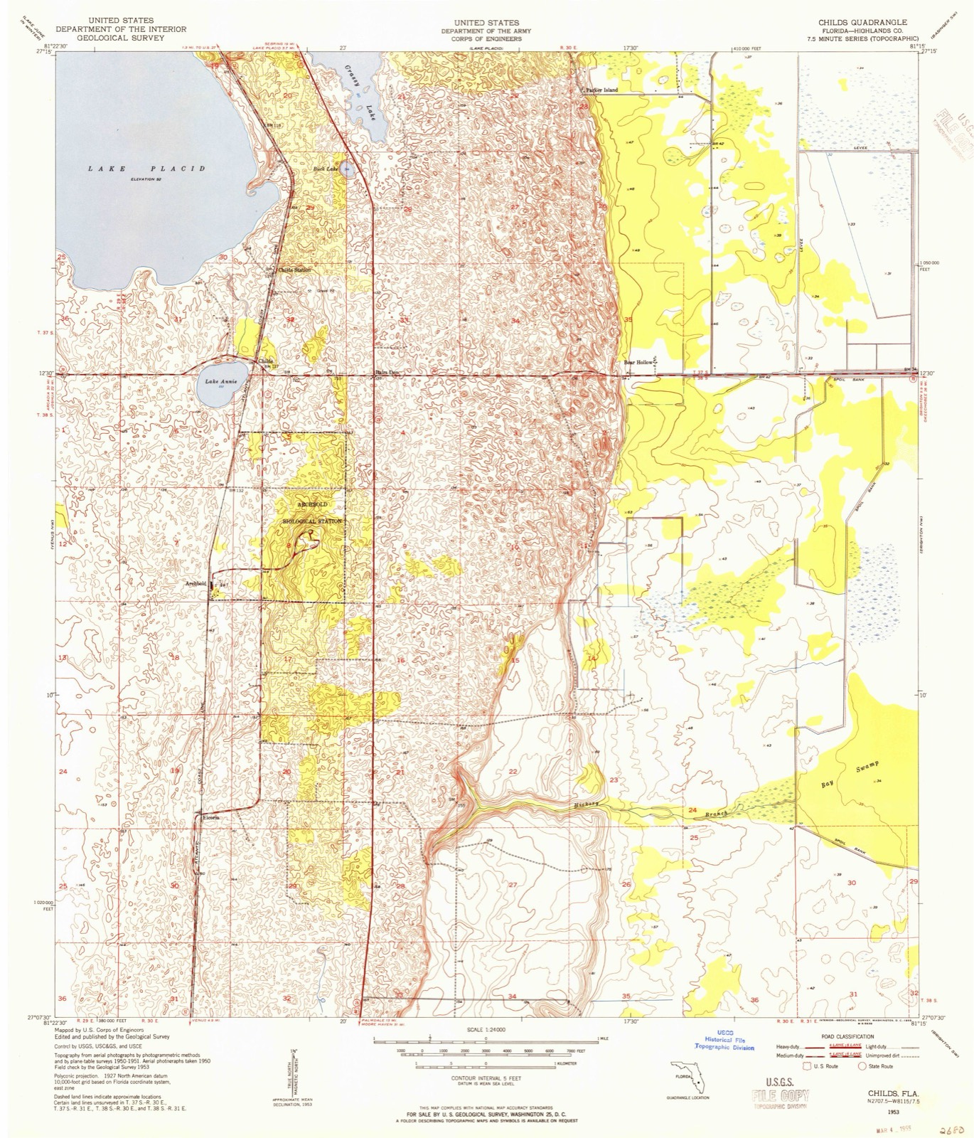 Topographic sheet of Childs, surveyed 1953