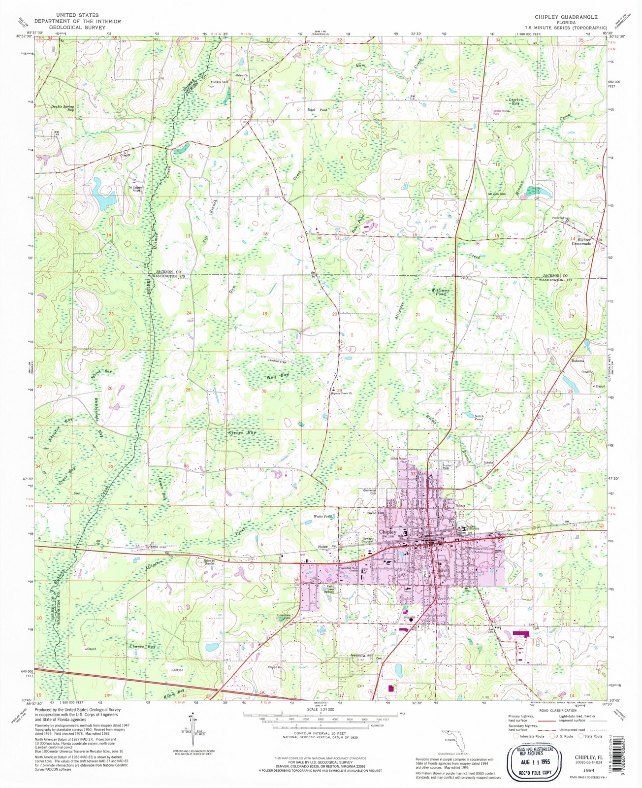 Topographic sheet of Richter Crossroads, surveyed 1994
